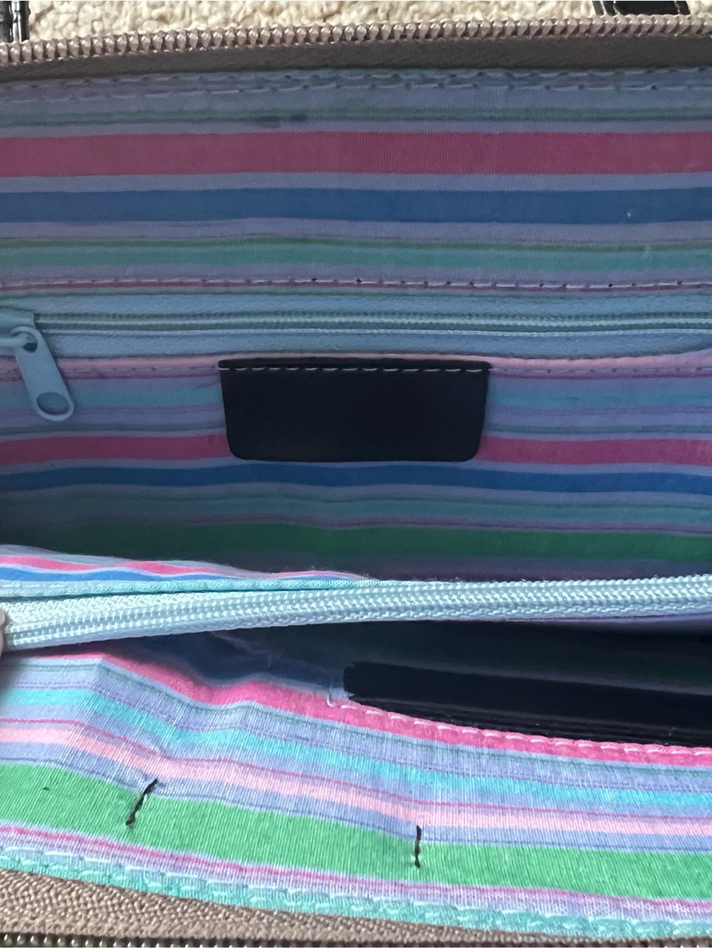 kate spade Vintage Striped Bow Shoulder Bag in Beige, Black and Green - Picture 9 of 11